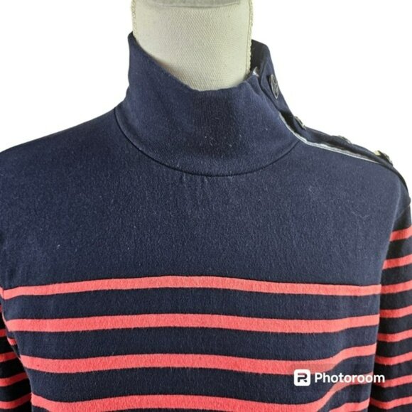 J. Crew Nautical Theme Striped Mock Turtleneck Sweater in Medium - Picture 2 of 12